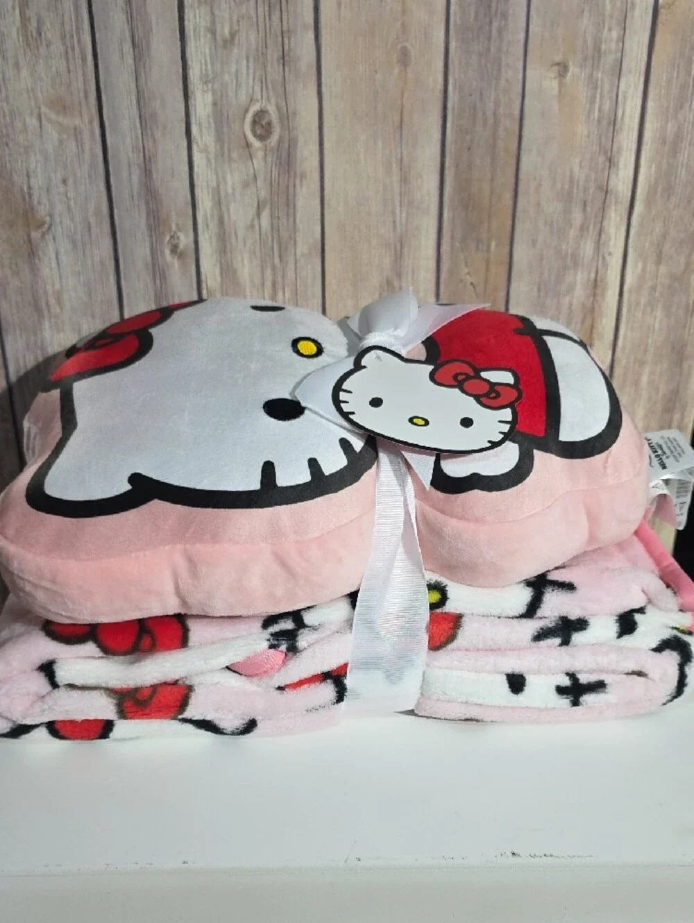 Hello Kitty Shaped Pillow & Throw Set